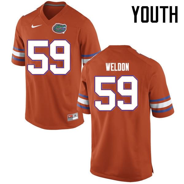 NCAA Florida Gators Danny Weldon Youth #59 Nike Orange Stitched Authentic College Football Jersey YWS6364SL